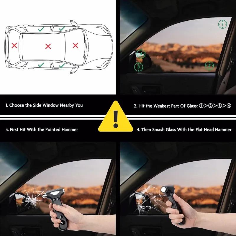 Car Safety Hammer Seatbelt Cutter Auto Emergency Escape Hammer Glass Breaker and Seat Belt Cutter Striking Escape Tool for Car