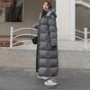 Aidanmeng Women's 2025 Black Gold Super Long Down Jacket - Knee-Length, Thick Winter Coat with 95% White Duck Down.