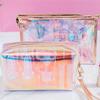 Borsa cosmetica olografica colorata da donna in TPU trasparente per trucco e bellezza