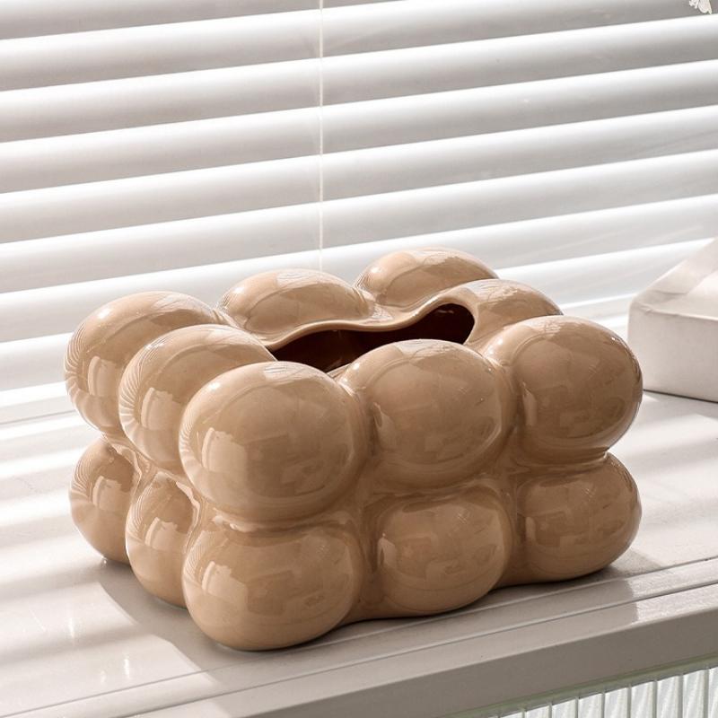 Bubble Shaped Tissue Box Modern Artistic Tissue Holder for Home Decor High End Dining Table Ceramics Affordable Luxury