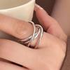 PANJBJ 925 Sterling Silver Geometry Ring for Women Line Crossing Design Minimalism Versatile Punk Jewelry Gift Dropshipping