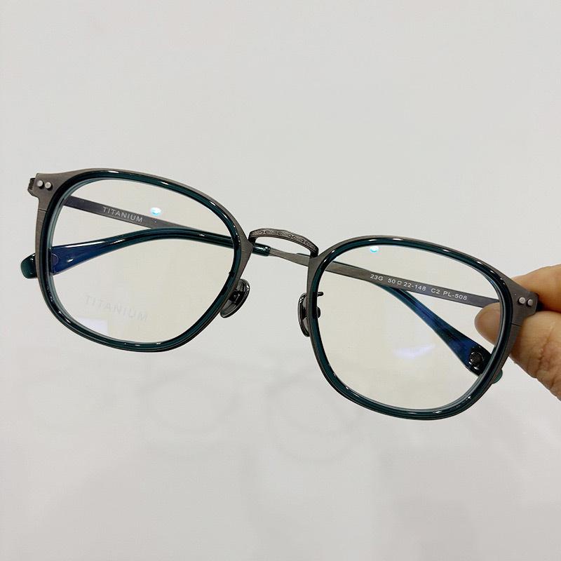

Japanese Style New Ultra-Light Pure Titanium Glasses Women Men Brushed Metal Texture Frame High-end IP Electroplating Spectacles No Lens синий