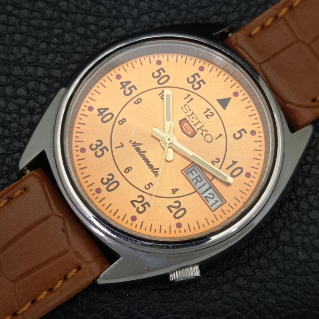 SEIKO 5 AUTOMATIC 6309A VINTAGE JAPAN MENS ORANGE COLOR DIAL WATCH a701538-5 R206b-a701538