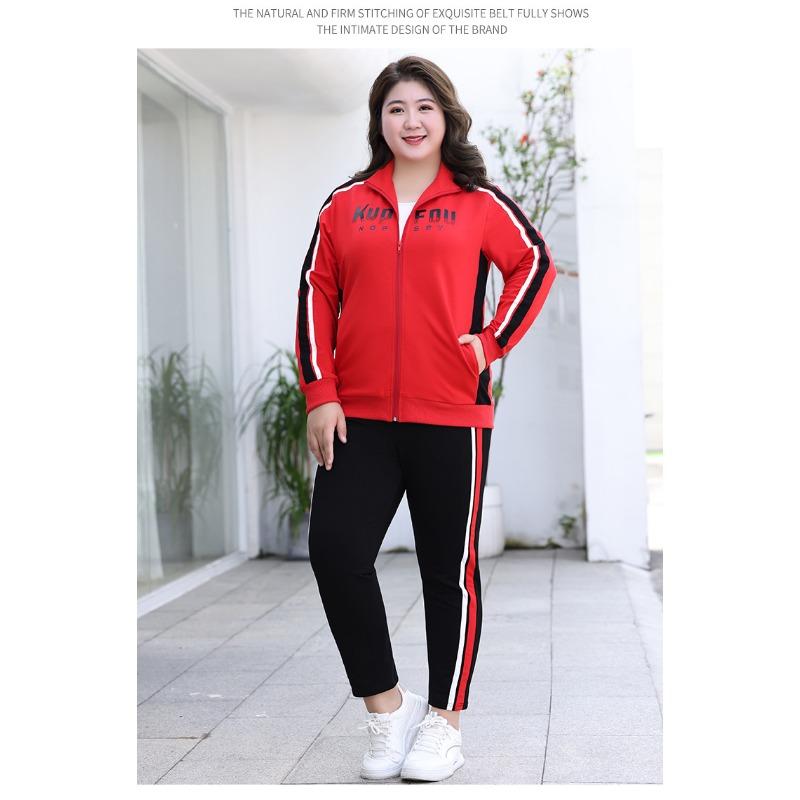 Dámský nadměrný nový podzimní módní sportovní kabát kalhoty dvoudílný ležérní oblek
