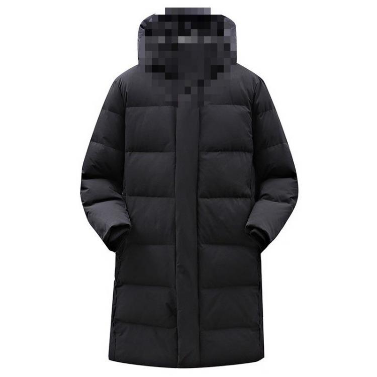 Loose Hooded Knee Length Winter Down Jacket Thick Long L чёрный