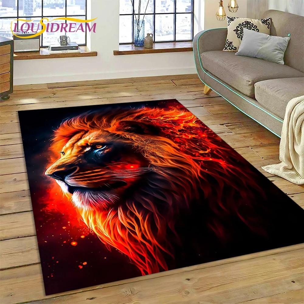 3d besta tigre leão animal vida selvagem dos desenhos animados tapete para casa sala de estar quarto sofá capacho decoração, área do miúdo tapete antiderrapante