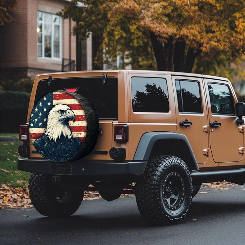 Car Spare Tire Cover - & Stars & Stripes Design, Durable Polyester, Easy Installation, All-Season Protection, Classic A Style, T