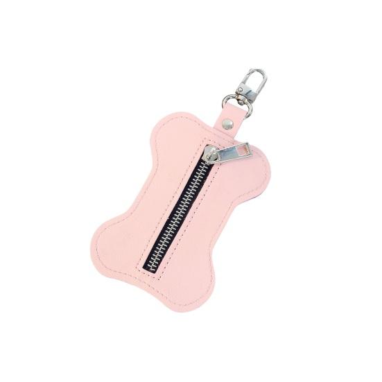 

Держатель мешка для какашек для домашних животных, застежка-молния, диспенсер для мешков для мусора для собак с крючком, портативный органайзер для мешков для мусора для улицы розовый