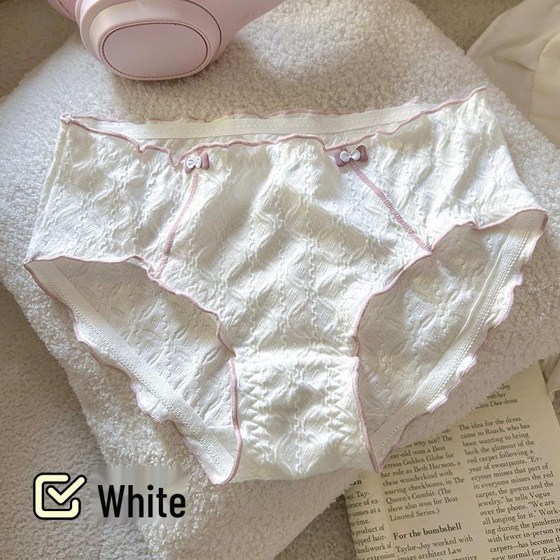 

Женское хлопковое белье пастельных тонов со средней посадкой - Дышащее и тонкое, с полностью хлопковой ластовицей, идеально подходит для подростков и студентов. M 75-95 jin белый