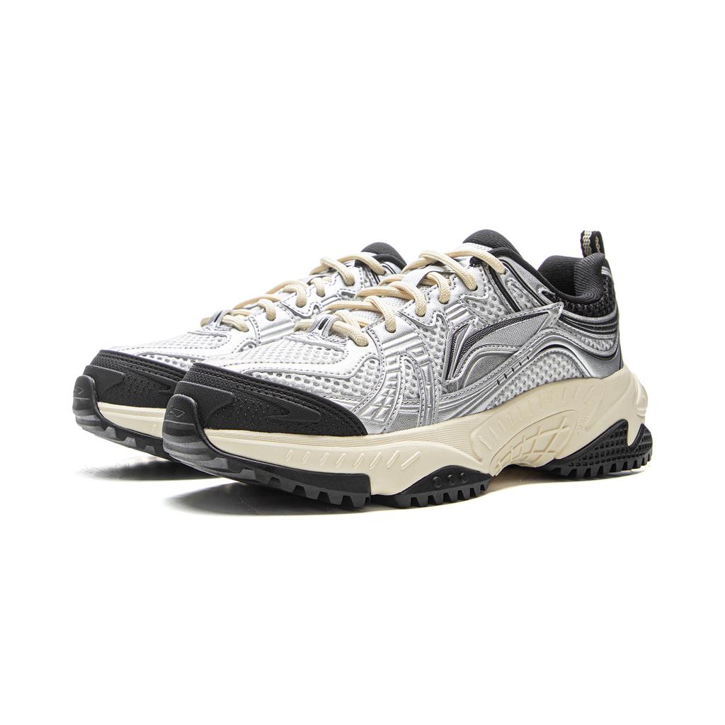 Li Ning QIAO Star V2 Cushioning Slip Resistant Abrasion Resistant Low Top Casual Shoes Women's Silver Black AGCV370-2