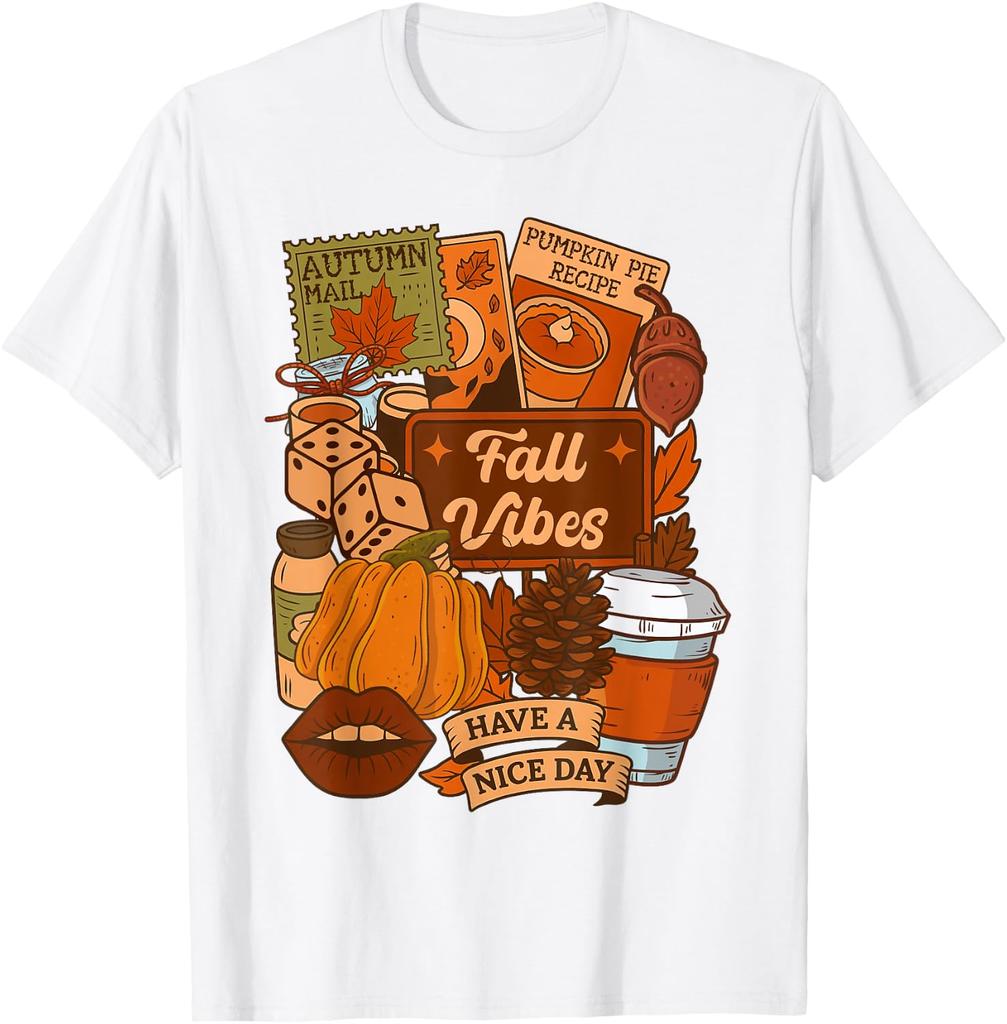Fall Vibes Autumn Pumpkin Pie Simply Blessed Cozy Season Tshirt 100 Cotton Trendy Y2k Shortsleeve Tee Soft Quickdrying