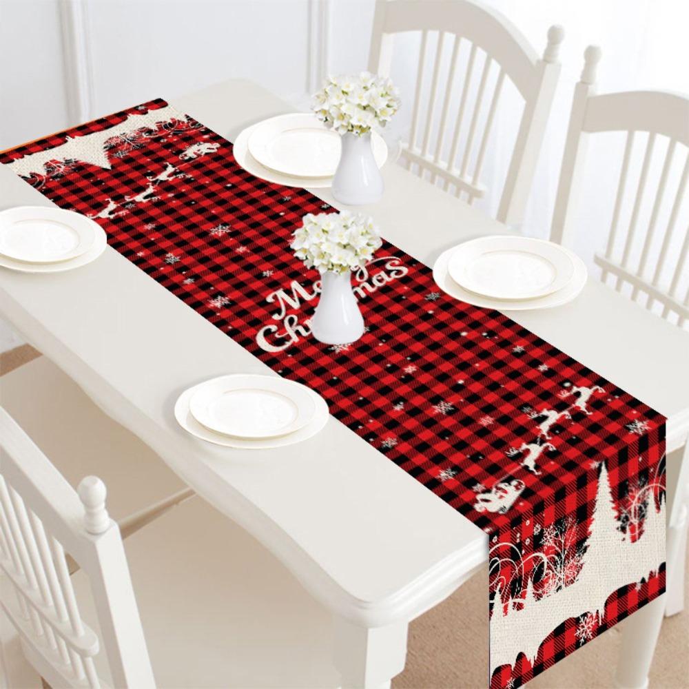 Xmas Ornaments 30x182cm Christmas Table Runner Long Luxury Dacron Table Runner Pastoral Style Vintage Tablecloth Party