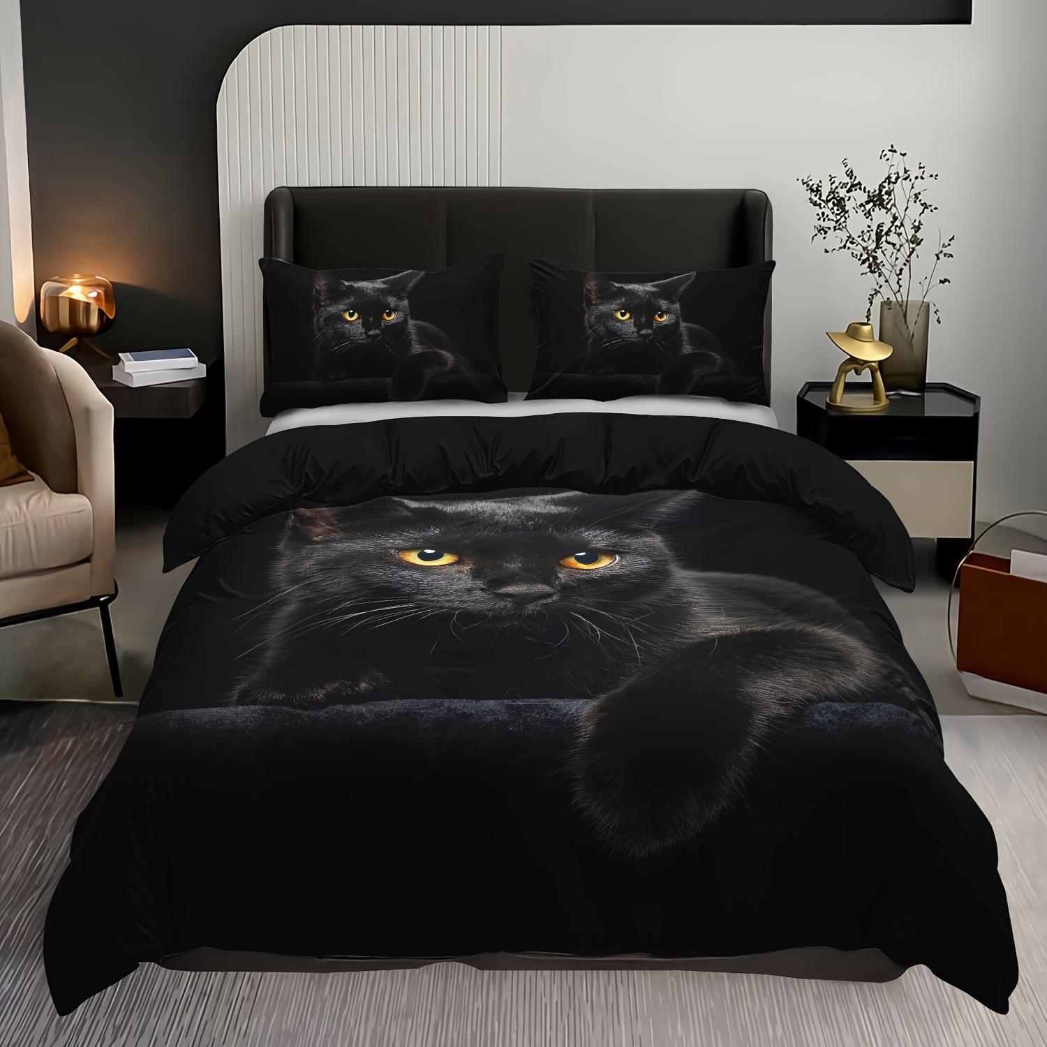 

Duvet Cover Set Fashion 3D Black Cat Print All Season Bedding Set Soft Comfortable Duvet Cover, For Bedroom Guest Room 135X200cm