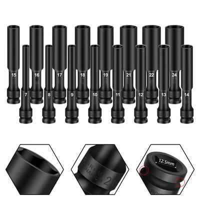 1/2 Aandrijf Dop Slagmoersleutel Zeskant Dopkop 8-24mm Adapter Steeksleutel Converter