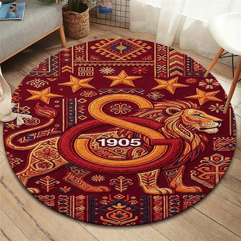 Galatasaray S Round Area Rug,Carpet Rug for Living Room Bedroom Sofa Playroom Decor,Non-slip Floor Mat