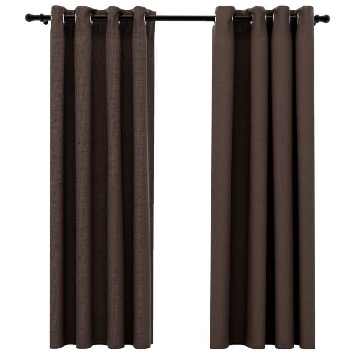 VidaXL Blackout Curtains Linen Look with Eyelets 2pcs Taupe 140x175cm