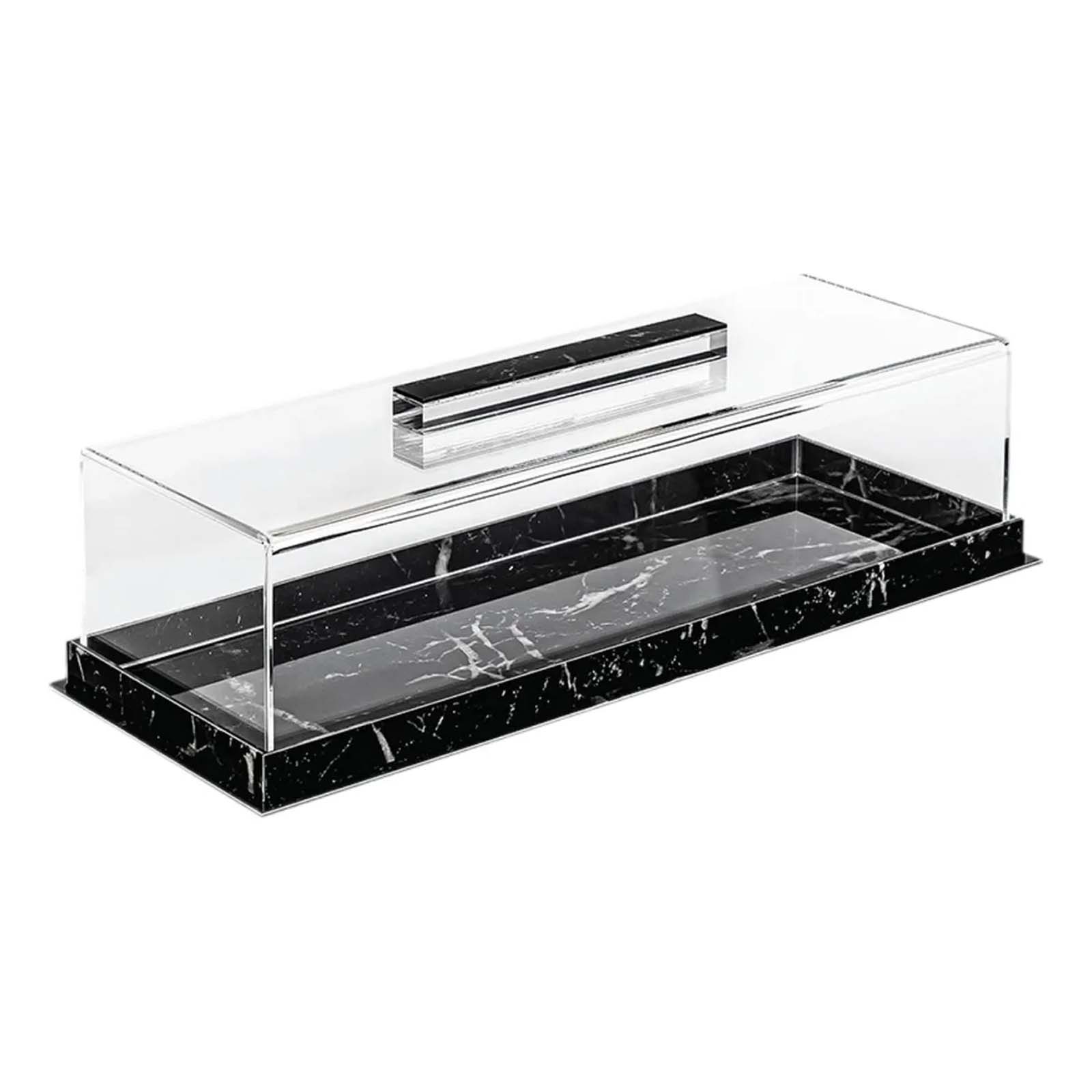 Stylish Acrylic Cake Stand with Protective Lid for Displaying and Keeping Cakes Pastries and Desserts Fresh at Events чёрный