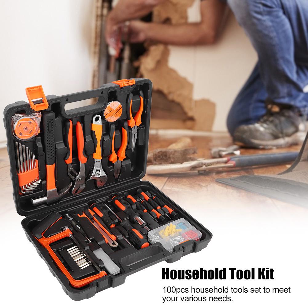 100Pcs/Set Wrench Screw Bits Pliers Repair Tool Set Hand Tool Kit with Storage Case