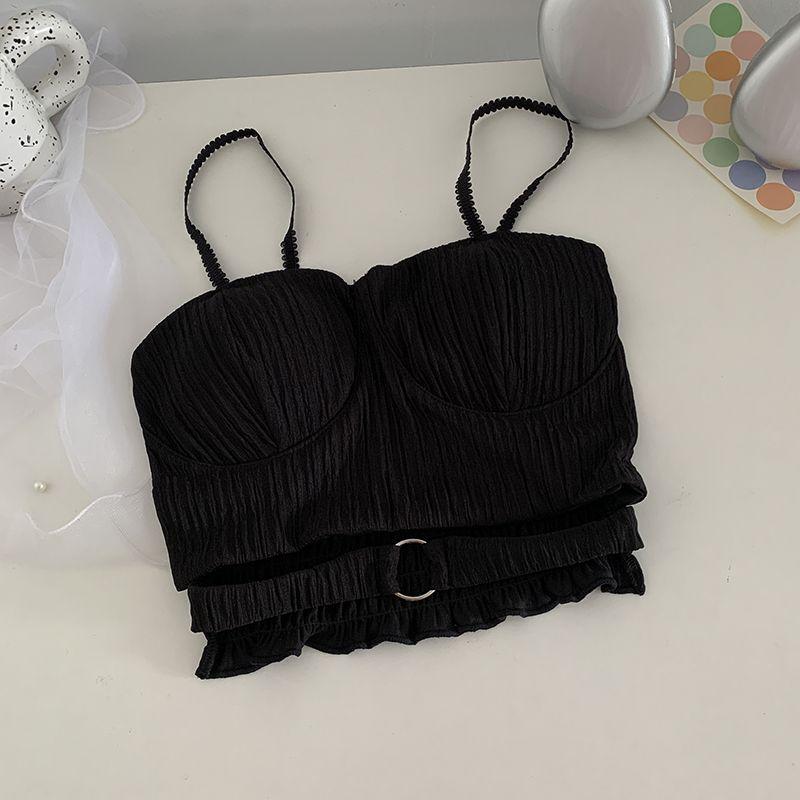 

Американский Дизайн Чувство Открытые плечи Ажурный подол С нагрудной подкладкой Бандо Талия Слимминг Облегающий крой Высококачественный Нескользящий Поддерживающий Топ M