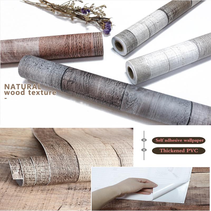 

45cm thick wood grain wallpaper self-adhesive detachable peel adhesive wallpaper countertop cabinet vinyl decorative sticker diy 1mx45cm