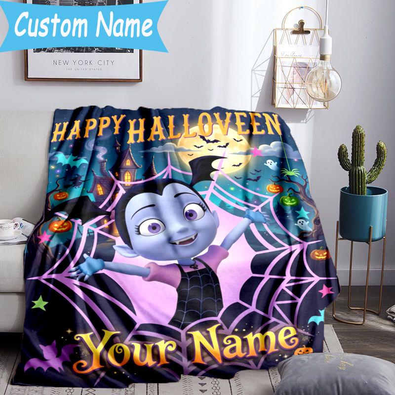Custom Name Vampirina Blanket Flannel Blanket for Camping, Hiking, Garden Parties, Picnic Essentials,gift for family and friend