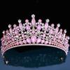 DIEZI 14 Colors Pink Green Blue Opal Crystal Tiara Crown Women Girls Wedding Elegant Luxury Princess Party Hair Dress Jewelry