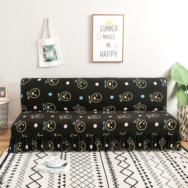 Moderne Blumenserie Sofabezug mit Rockkante für Klappsofabezug ohne Armlehne All-inclusive Elastischer Überwurfschutz