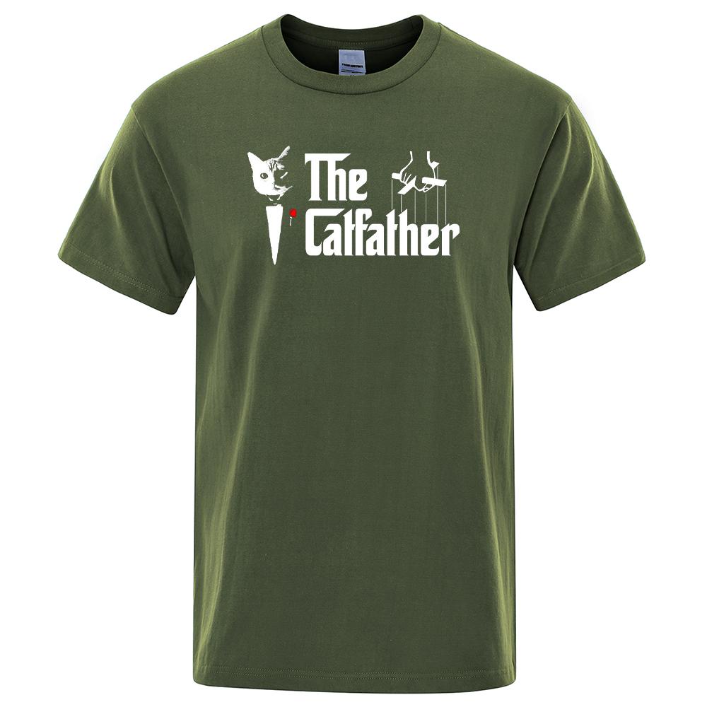 The Catfather Cat Cool Printing Man Tshirt Casual Comfortable T-Shirt Fashion Vintage Tee Shirts Oversized Casual T Shirts Men's