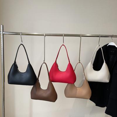 Autumn Women PU Leather Texture Shouder Bag French Simple Retro Solid Color Versatile Underarm Bags 2026 Trendy Casual Handbags