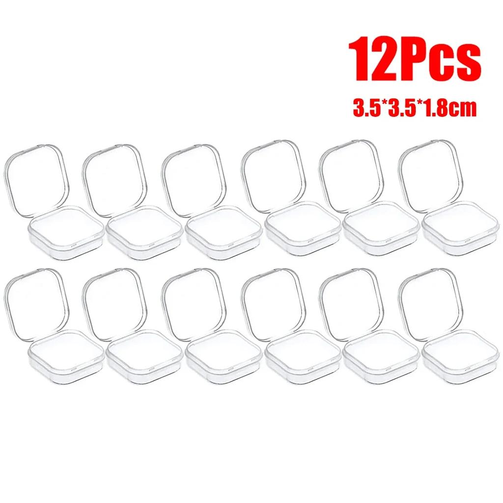 6-48Pcs Clear Small Containers Plastic Square Bead Storage Box for Beads Jewelry Crafts Board Game Pieces Organization Wholesale