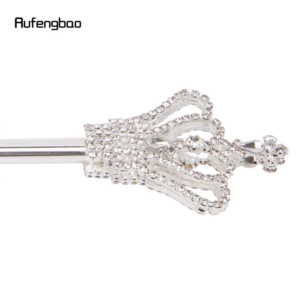 Silver White Alloy Crown Fairy Wands for Girl Princess Wands for Kids Angel Wand for Party Costume Wedding Birthday Party 48.5cm
