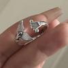 BF CLUB 925 Sterling Rings for Women Simple Geometric Handmade Irregular Retro Whale Tail Ring Allergy For Birthday Gift