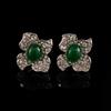 Medieval Copper Alloy Platinum-Plated Greenstone Silver Needle Exquisite High-End Temperament Three-Dimensional Flower Stud Earrings New