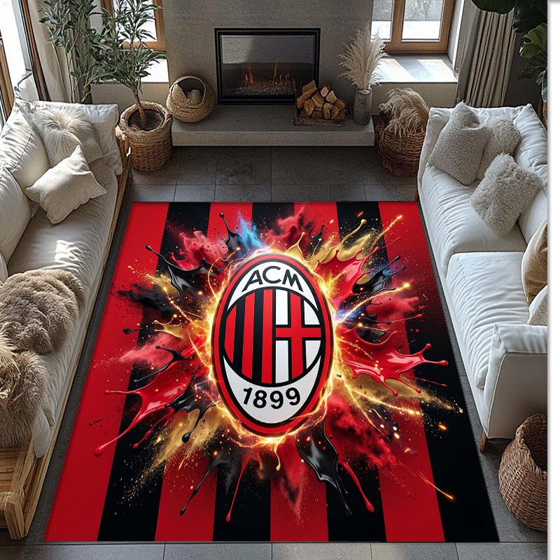 AC Milan Printed Flannel Area Rug Non Slip Soft Polyester Floor Carpet Indoor Decor Mat for Bedroom Living Room Sofa Game Room Home Decoration