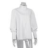 Yousheng Women Shirt Long Sleeve Stand-Up Collar Regular Fit Casual Shirt Buttons Half Placket Pure Color Office Lady Tops