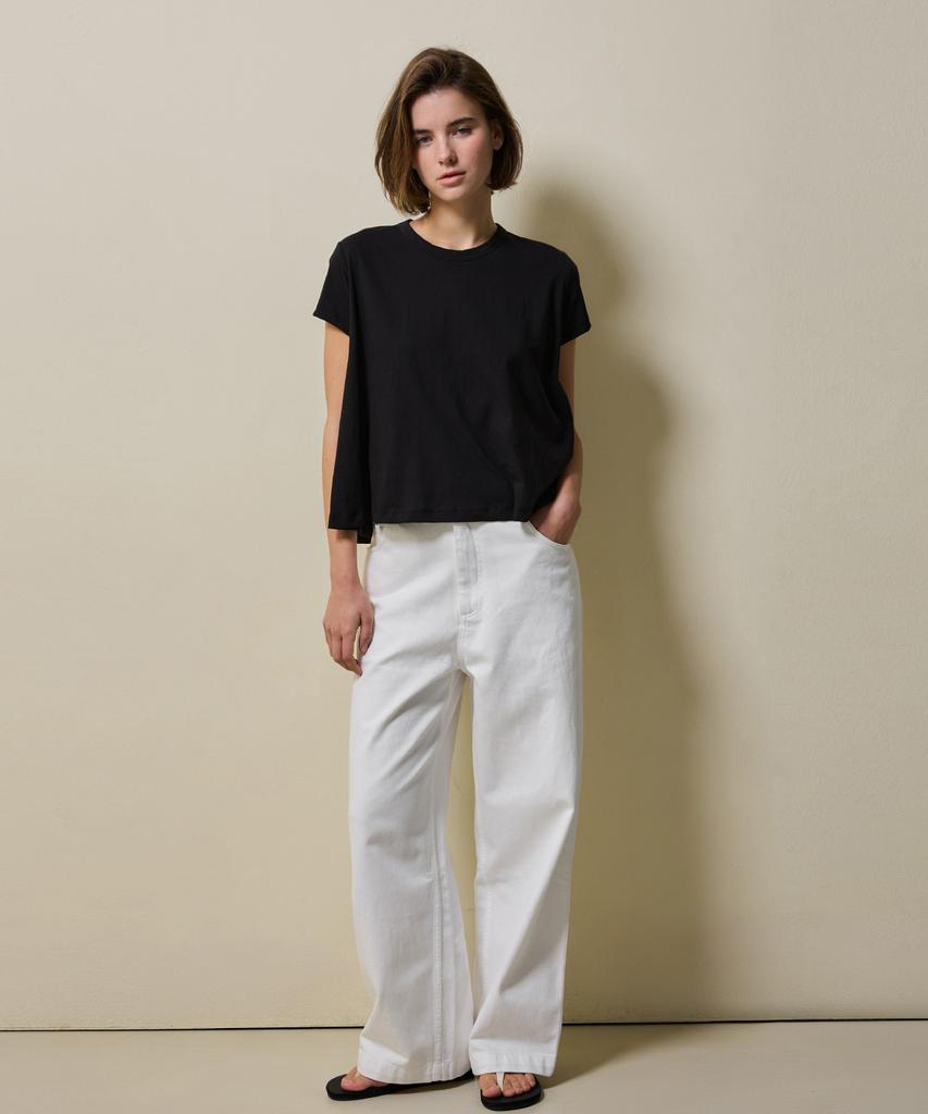 SHINE ON YOU Cotton A-Line Half Tee_ Black