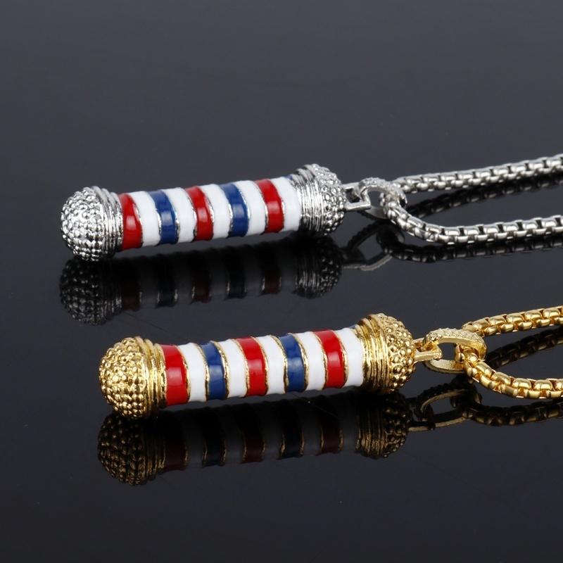 Barber Shop Pole Razor Barbers Rotating Light Pendant Keychains Chain Necklace Barber Shop Pole Razor Barbers Rotating Light Pendant Keychains Chain Necklace