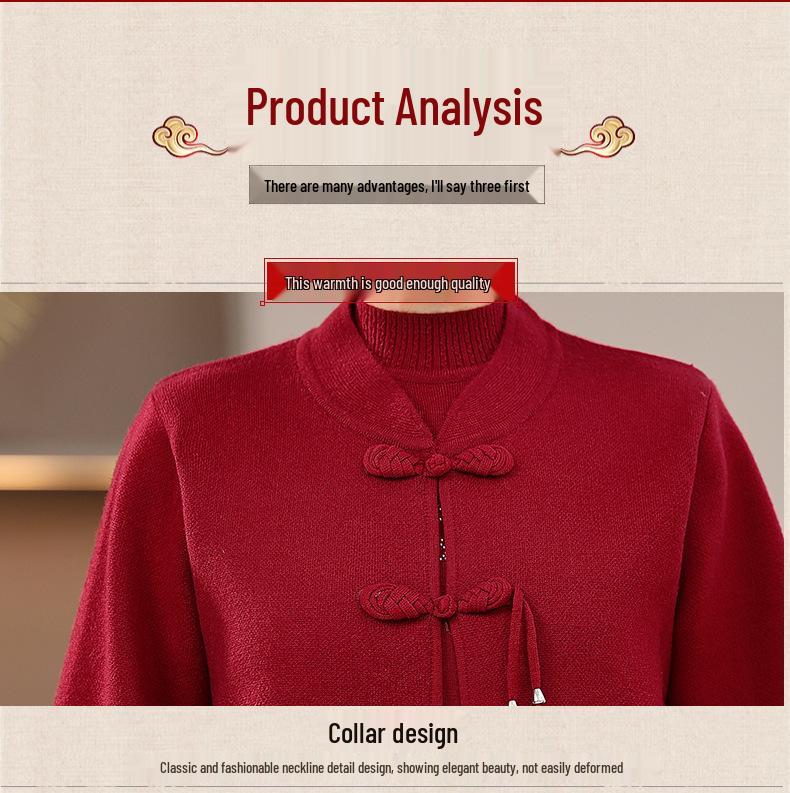 Mom's 2024 Autumn Long Sleeve Sweater & Cardigan Set for Middle-Aged Women