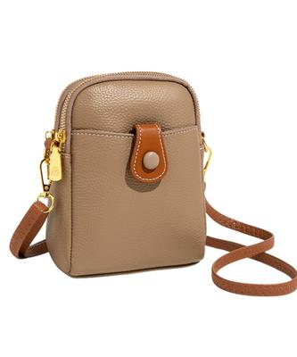 Molena Women's Genuine Leather Shoulder Bag, Pochette, Smartphone Pouch, Small, Compact, Lightweight, Soft Zipper Closure, Elegant and Stylish,
