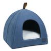 Foldable Cat Bed Breathable Cat House Indoor Pet Tent Dog Bed with Mat (Grey, Size S)