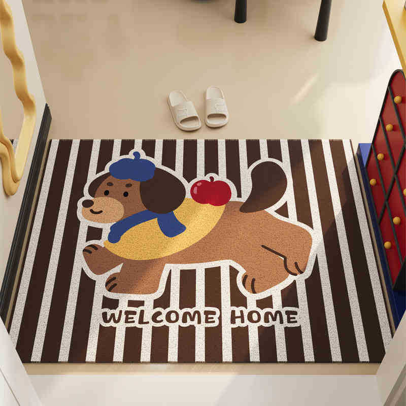 Cartoon Tier Teppich Matte Läufer Katze Hund Design mit Willkommenstext Kuchenmuster Rutschfest Heimdekoration Fußmatte Willkommensmatte