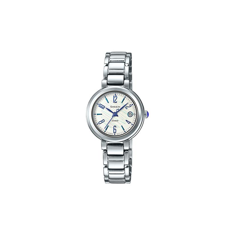 

Casio SHEEN Gradient Color Falling Leaf Design Date Display Fashion Simple Waterproof Business Watch Quartz Movement Stainless Steel SHE-4531D-7AUPR серебряный