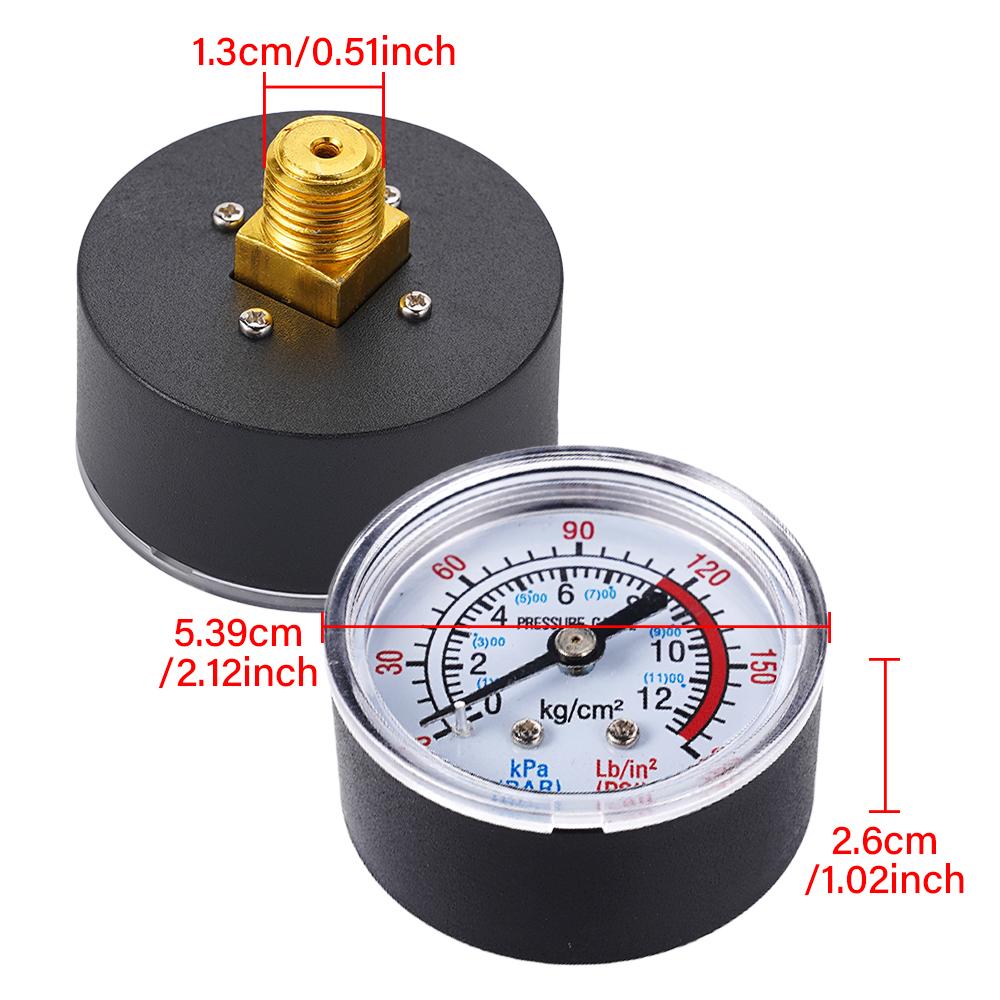 Bar Air Pressure Gauge Thread 1/4 BSP Thread 0-180 PSI 0-12 Manometer Double Scale For Air Compressor Pneumatic Hydraulic Fluid
