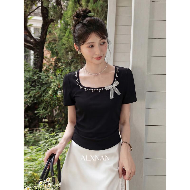 Lu Xiangnan  Nanzhi Xiameng  Square Neck Slim Fit Short Sleeve T-Shirt S