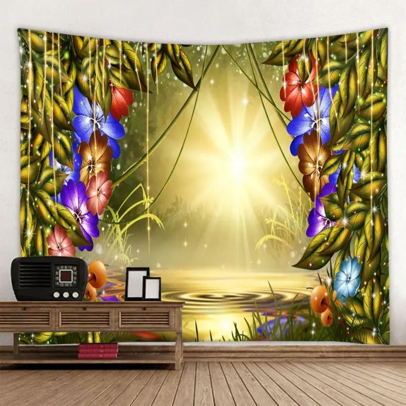 Primitive Forest Wooden Bridge Wall Hanging Office Living Room Tapestry Home Wall Decoration Tapestry