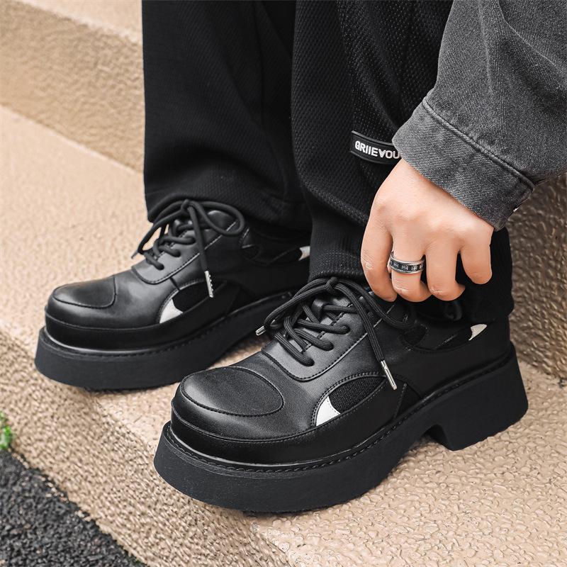 2024 new spring and autumn British style big head leather shoes men's platform height increase niche design derby shoes 60711-R