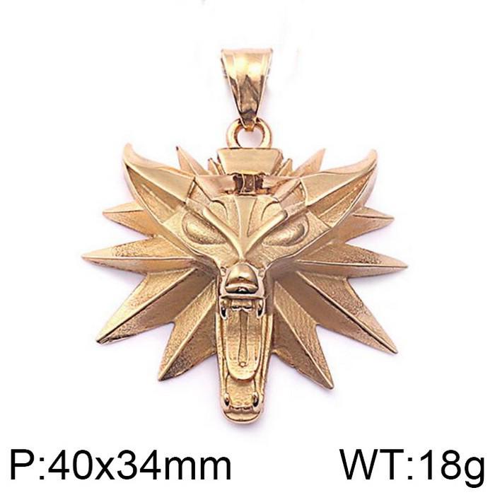 European and American Game-Themed Witcher Wolf Head Necklace - Titanium Steel Pendant for Men