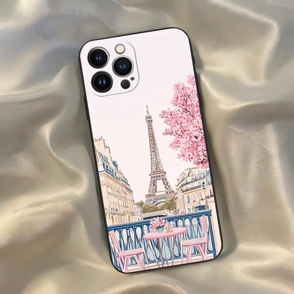 France Paris Eiffel Tower Phone Case for Iphone 16 15 14 13 12 11 Pro Max Xr X Xs Mini 8 Plus SE 2022 Black Soft Silicone Cover