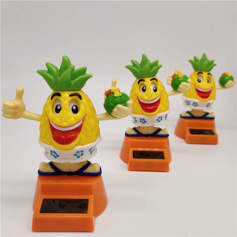 New Solar Power Cartoon Swinging Pineapple Car Interior Ornament Home Decor Toy Solar Toy Gift