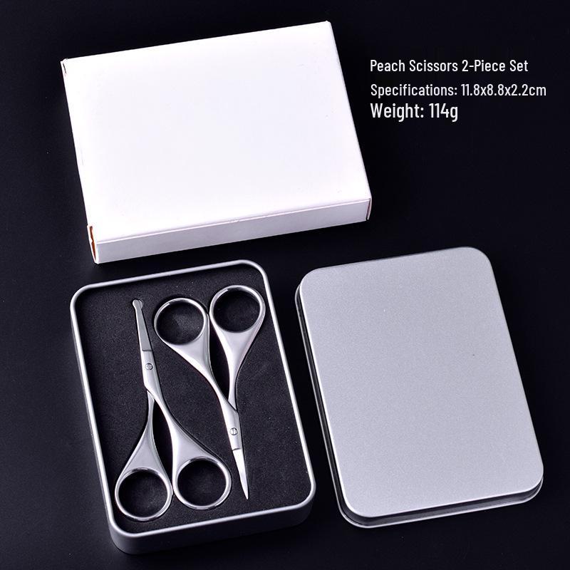 Stainless Steel Multipurpose Scissors Set: Nose, Double Eyelid, Eyebrow Trimming, Curved Head, Customizable Logo